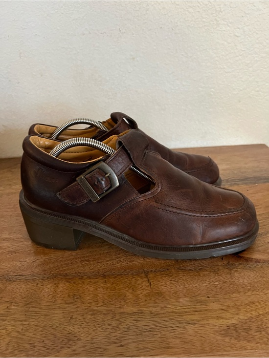 Dr. Martens Shoes - Dr. Marten T-Strap Brown Leather Platform Loafers Shoes Size EUR 8 US Women's 10